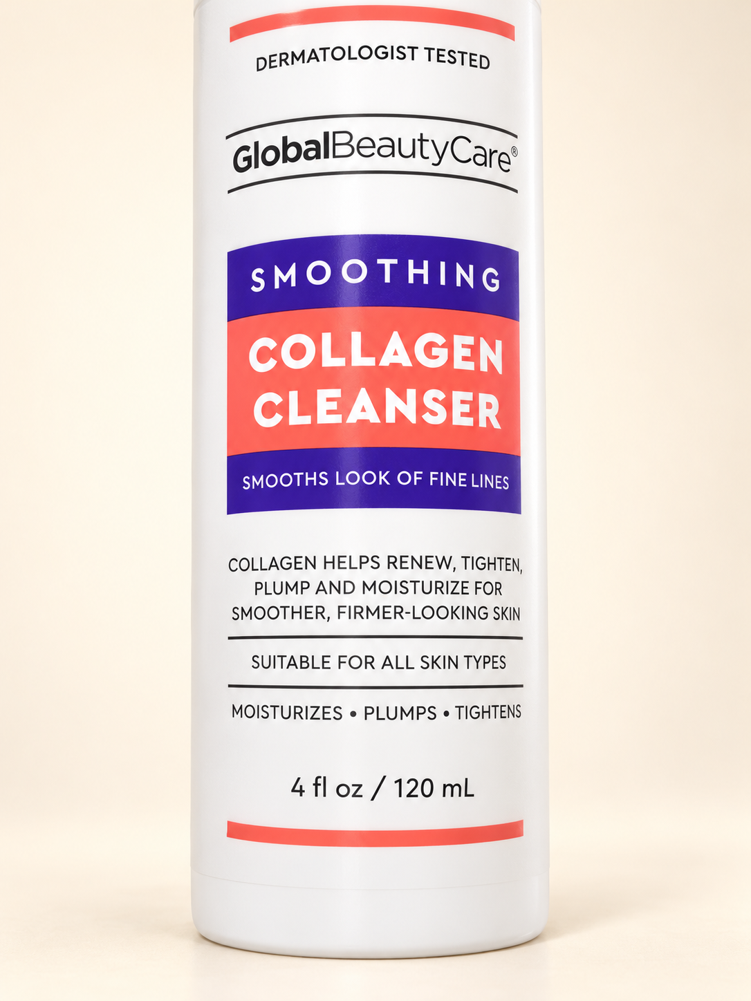 Global Beauty Care Smoothing Collagen Cleanser, 4 fl oz / 120 mL