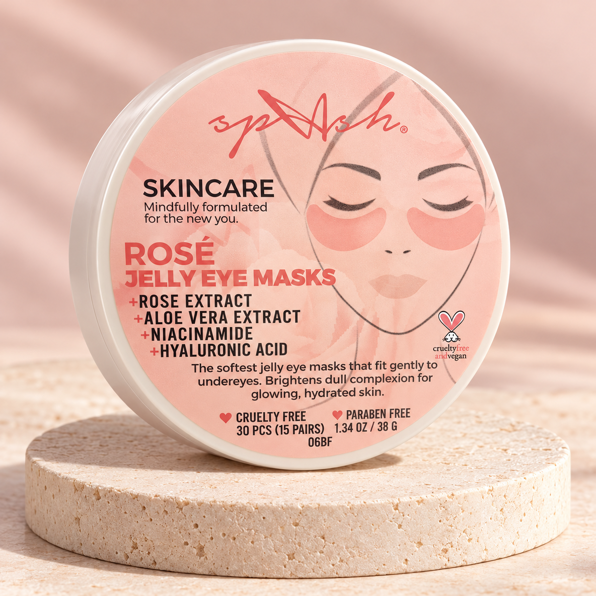 Rosé Jelly Eye Masks, 30 pieces, 15 pairs